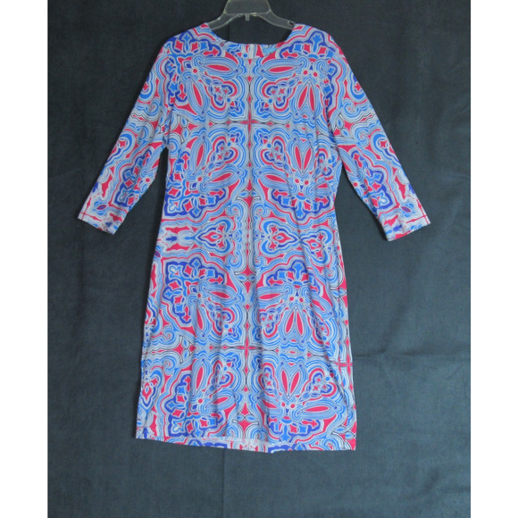 J. McLaughlin Bainbridge Dress XL Pink Blue White Geometric Prep Designer Shift - Picture 1 of 8